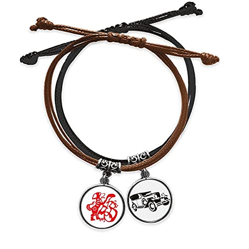 Bracelet Chien Nouvel An Chinois : le cadeau idéal en corde de cuir et minibus