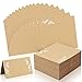 MotBach 150 Pcs Place Cards，Rustic Place Cards，Kraft Tent Escort Cards with White Leaves，for Name, Table Seating, Table Number，for Wedding, Banquets, Party or Reception（Brown）