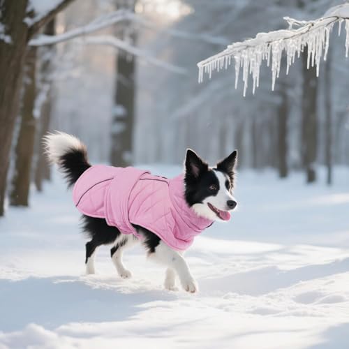 Kuoser Extra Warm Dog Coat, Windproof Cold Weather Dog Jackets for Large Dogs, Thick Fleece Lining Pet Turtleneck Snowsuit Reflective Adjustable Puppy Winter Coat Doggie Snow Jacket Pink, XL by Kuoser - Image 9