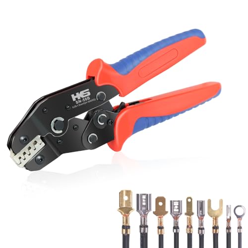 HKS Non-insulated 24-16 AWG Open Barrel Crimping Tool 0.25-1.5mm², Ratcheting Crimper for Dupont Molex JST TE Terminals & EPC PCIE SATA Pins - SN-58B