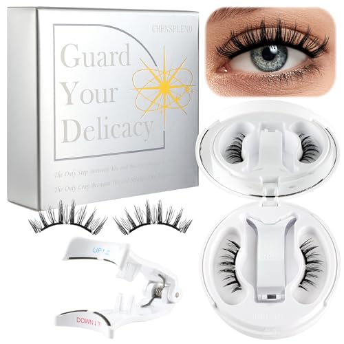 Magnetic Eyelashes with Applicator - CHENSPLEND Upgrade Soft Reusable Lashes + Feathery Style, Natural Look No Glue Needed, Easy Wear/Remove Magnetic False Lash Kit (W05)