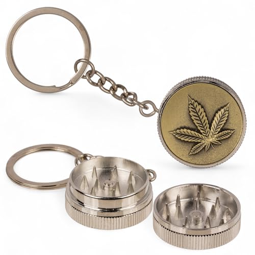MIJOMA Hidden Mill Keyring - Metal Grinder Pendant with Magnetic Closure - Compact & Stylish - For Travel & Festivals, Gesamtlänge: ca. 9,5 cm, Metal MIJOMA Hidden Mill Keyring - Metal Grinder Pendant with Magnetic Closure - Compact & Stylish - For Travel & Festivals, Gesamtlänge: ca. 9,5 cm, Metal
