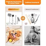 Dog Vacuum Grooming Kit for Shedding: Professional Hair Clippers Pet Groomer - Strong Suction Cleaner Deshedding Tool Fur Brush Attachment Trimmer for Home Cat (Off-White) - Image 5
