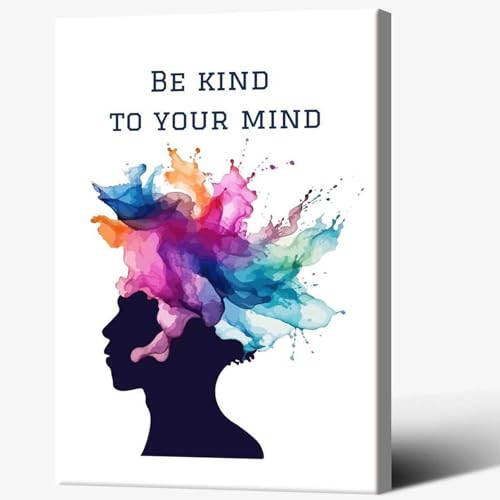 Trendy Be Kind To Your Mind Poster Positivity Mental Health Quote Wall Art Lose Your Mind Prints Painting For Living Room Bedroom Office Wall Decor 12x16in Framed