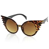 Designer Inspired Fashion Eccentric Unique Round Circle Winged Sunglasses (Tortoise)