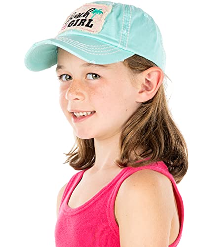 Funky Junque Kids Embroidered Patch Hat - Beach Girl - Mint #TOP4