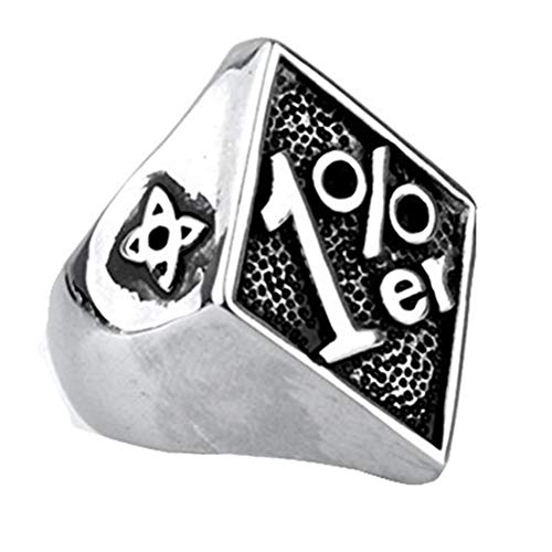 OAKKY Men's Gothic Vintage Silver and Black 1% er Biker Club Band Size 9