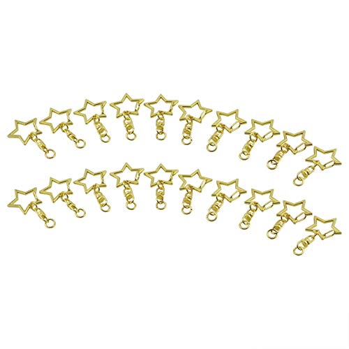 Jcbiz 20Pcs Gold Star Design Spring Snap Keychain Clip Metal Diy Key Chains Accessories Creative Pentagram Hanging Buckle #TOP17