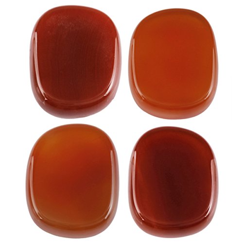Rockcloud Healing Crystal Carnelian 4Pcs Engraved Chakra Stones Palm Stone Reiki Balancing #TOP2