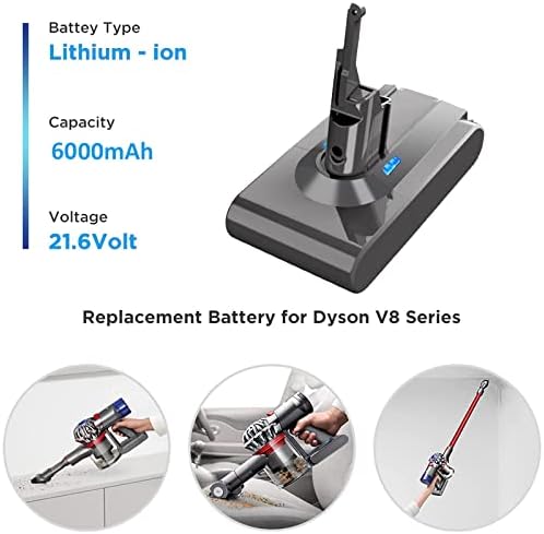 V8 6000mAh Battery Replacement for Dyson V8 SV10 Li-ion Battery for Dyson V8 Absolute Fluffy Animal SV10 Cord-Free Handheld Vacuum Cleaner