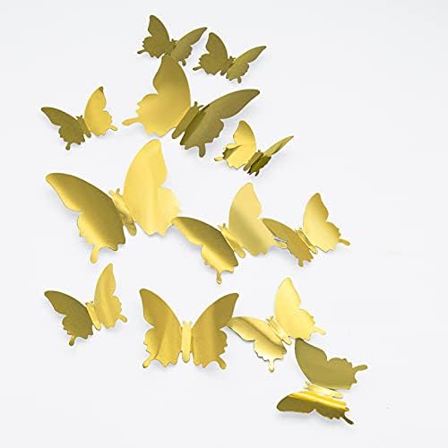 60pcs Butterfly Wall Stickers 3D, CAYUDEN Blue Paper Mirror Butterfly Stickers 3D DIY Blue Butterfly Decorations 3 Sizes Butterfly Wall Decal for Wall Window Wedding Party Butterfly Cake Decoration