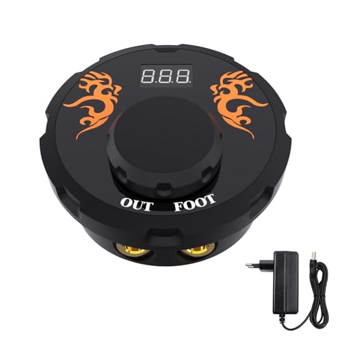 TATELF Fuente Alimentación Tatuajes Profesional   Pantalla LCD Digital, Voltaje Ajustable 2V 12V con Precisión 0.1V, Pedal y Botón Manual, Protección   Para Máquinas Rotativas y Bobina