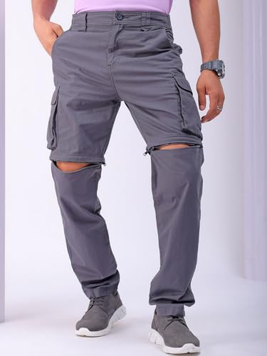 Image of The Indian Garage Co Men Relaxed Fit Solid Mid-Rise Cargos