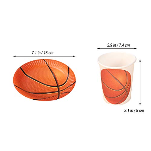 Foto von TENDYCOCO Einweg-Papier Geschirr Set 10 Stück Pappteller 10 Stück Pappbecher für Basketball Party Supplies