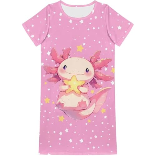 Robe de poche imprimée fille en coton léger avec manches courtes