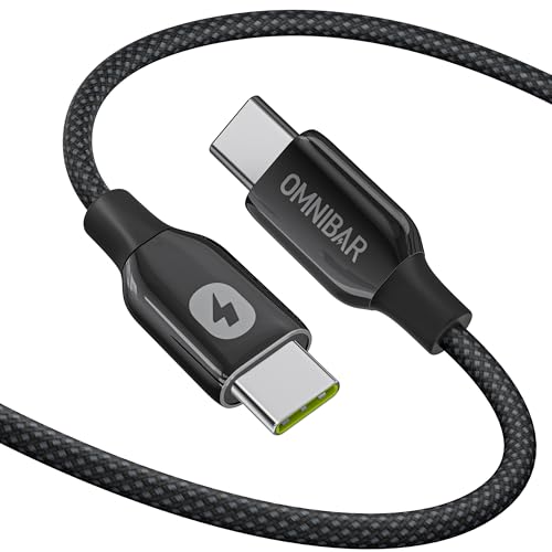 Omnibar 240W USB C to USB C Cable 6FT, Type C Charger Fast Charging Cord for iPhone 17/16/15, Nylon Braided Zinc Alloy C to C Cable Fast Charging for MacBook iPad Samsung S25/S24 GoPro DJI Headphones
