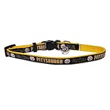Collar de Gato de la NFL Pittsburgh Steelers de satén, Collar de Equipo de fútbol para Perros y Gatos, Collar de Gato Brillante y Colorido con Colgante de Campana Sonora