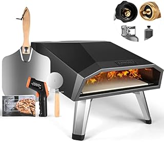 Gas Pizza Oven Outdoor Portable Pizza Oven - Propane Pizza Grill Oven for Exterior Backyard Pizza Maker 20 lb to 1 lb Gas Tank Adapter 12 Inch Pizza Stone Peeler Camping Pizza Oven with Carrying Bag