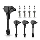Set of 4 Ignition Coil Packs and Platinum Spark Plugs Compatible with Nissan Sentra 1.8L L4 2002