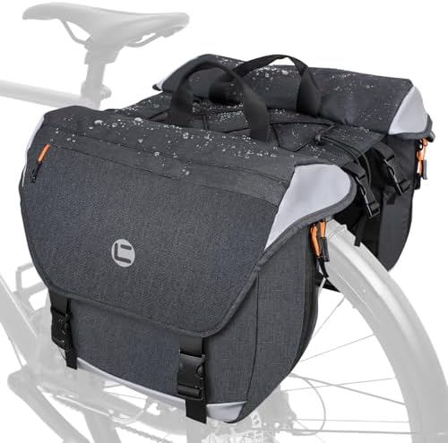 NDakter Haltbarkeit Fahrradtaschen für Gepäckträger Doppeltasche, 35L Wasserdicht Erweiterbar Fahrrad Seitentasche mit Reflektierendem E-Bike Fahrradtasche Gepäckträger für Pendeln