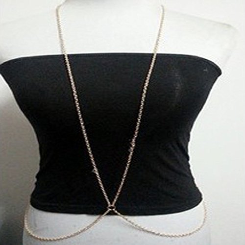 Susenstore Women Bikini Beach Cross Crossover Harness Necklace Waist Belt Belly Body Chain