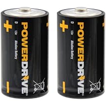 PowerDrive Size D 1.5V Batteries Extended Shelf Life - 2PACK