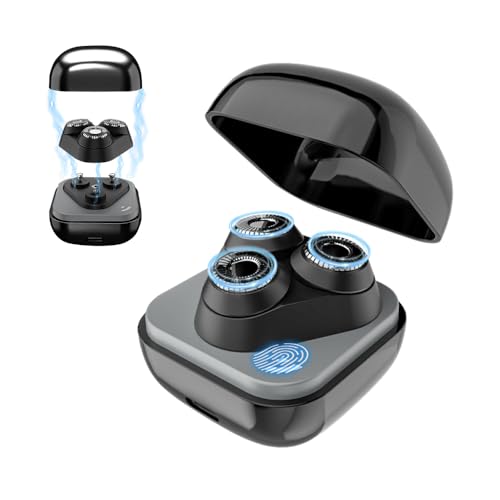 [2025年革新型・マグネット吸着]明誠 シェーバー メンズ 髭剃り 電動シェーバー ミニ 360°回転式 ポータブル 電気シェーバー 深剃り 27枚刃 IPX7防水 お風呂 乾湿両用 Type-C充電式 60分連続使用 タッチ制御 低騒音 小型 軽量 携帯便利 出張/旅行/車内常備 父の日 ギフト クリスマス(ブラック)