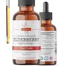 Pura Herba Elderberry Tincture Organic Elderberry Extract Liquid Drops Sambucus Herbal Supplement Immune Support Elderflower & Elderberry Blend Alcohol-Free, 2 fl oz