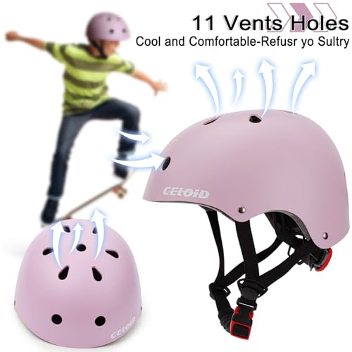 CELOID Kids Bike Helmet,Toddler Skateboard Helmets for Ages 5-6 Years Boys Girls,Adjustable Multi-Sport Bicycle Skateboarding Roller Skating Scooter Balance Bike Helmet,Lilac
