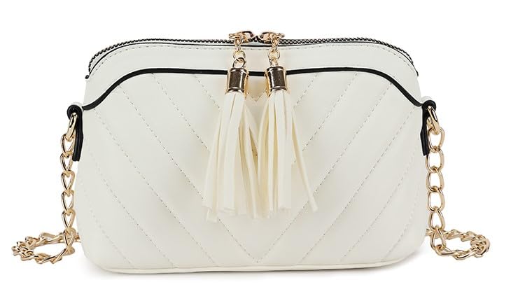 Sac à bandoulière matelassé pour femme petit sac blanc de soirée à chevron