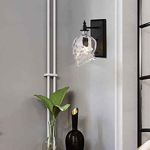 Lampe murale en verre noir soufflé chic luminaire design E14 lit