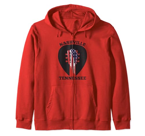 Nashville Tennessee - Púa de guitarra con bandera estadounidense Sudadera con Capucha