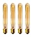 CTKcom T9/T185 40W Vintage Edison Light Bulbs E26 E27 Base(4 Pack)- Tubular Bulb Nostalgic Tungsten Filament Antique Incandescent Bulb Golden Tinted Glass for Industrial Wall Sconces Pendant Lighting