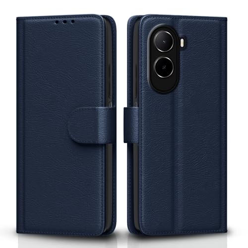 Image of Pikkme Flip Cover for Mi Redmi A7 Pro /Poco C85x 5G / C81 Leather Finish | Inside TPU with Card Pockets | Wallet Stand and Shock Proof | Complete Protection Flip Case (Blue)