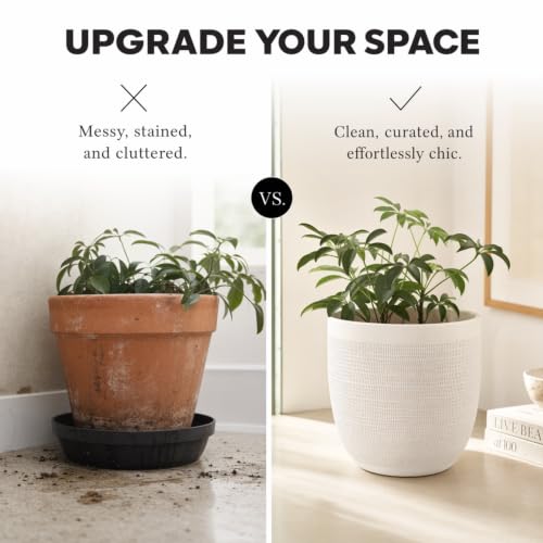 Creative Co-Op Large Matte White Embossed Stoneware Planter by Creative Co-op - Image 6