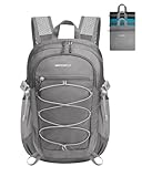 WATERFLY Mochila pequeña y ligera y plegable: mochila de viaje ultraligera y plegable de 15 L con correa de hombro transpirable, color gris