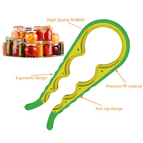 Jar Opener, 5 In 1 Multi Function Can Opener Bottle Opener Kit With Silicone Handle Easy To Use For Children, Elderly And Arthritis Sufferers (Green) #TOP5