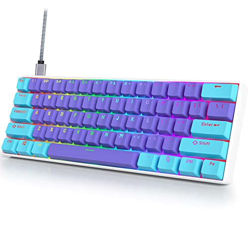 Guffercty kred Gk61 60% キーボード シルバースピードスイッチ付き SK61 RGB ミニメカニカルゲーミングキーボード ホットスワップ可能 バックライト付き PBTキーキャップ NKRO Type-C Win/PC/Mac用