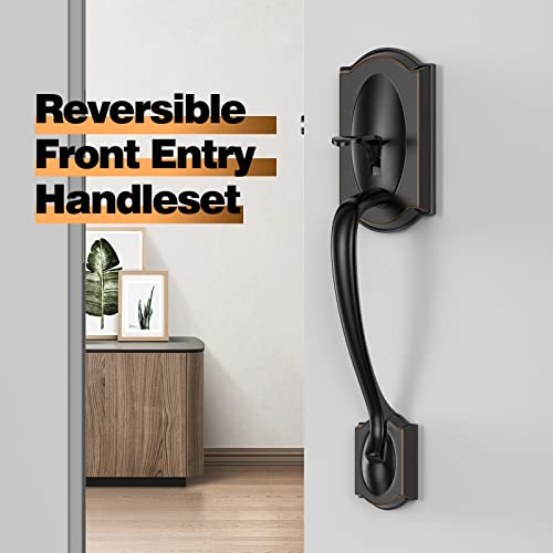 Yytdzsw H8004-ORB Front Door Handle, Exterior Door Handle,Entry Door Handle With Reversible Lever thumb #4