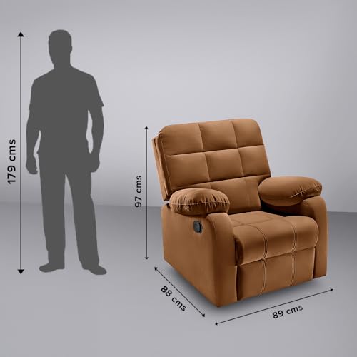 Image of Sleepyhead RX5 Designed by Duroflex - Single Seater Fabric Manual Recliner with Durable Spring Support | Stylish Upholstery | Snug Fit for Luxurious Comfort (Mocha Brown)