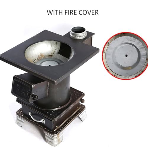 DINGK Holzofen, Gusseisenkamin, Holzofen, Campingkocher aus Gusseisen, Holzofen, Holzofen-Dampfgarer aus Gusseisen, for Zelt, Innenbereich, Heizen und Kochen – Bild 3