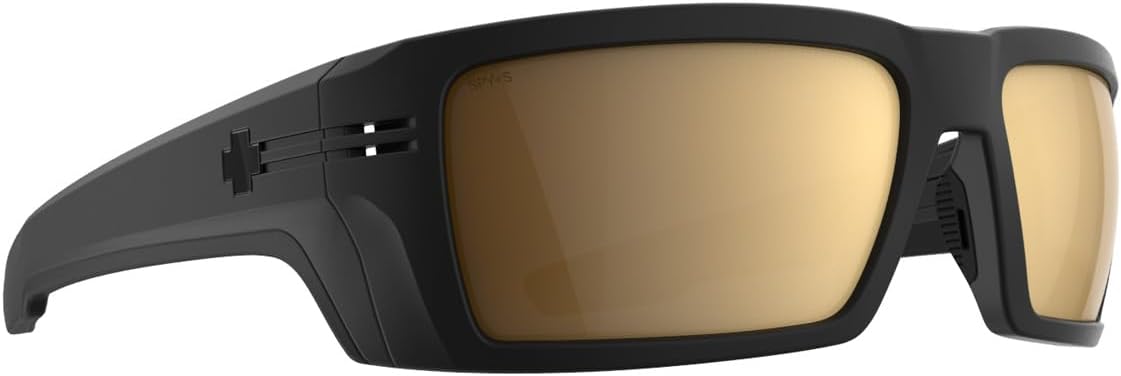 SPY+ - REBAR SE ANSI, Matte Black, Happy Bronze Gold Mirror, Medium-Large, Sunglasses, Unisex, Adult