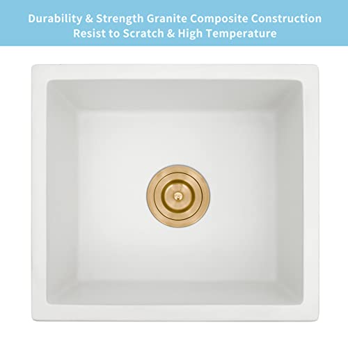 Lonsince Undermount Bar Sink,White Bar Sink,15 X 17 Inch Bar Sink,Composite Kithen Sink,Single Bowl Kithen Sinks #TOP2
