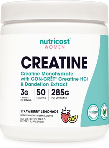 Nutricost Creatine Monohydrate Powder for Women, Micronized, Strawberry Lemonade, 50 Servings - Vegetarian, Non-GMO, Gluten Free
