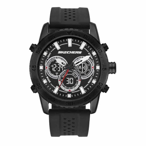 Skechers Reloj Analógico para Hombres de Cuarzo con Correa en Silicona SR5156, 45 mm, Carbón