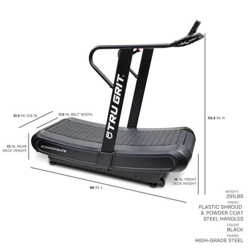 Image of Tru Grit Fitness Runner Manual Treadmill, Exercise Equipment, 6 Resistance Levels, LCD, for Runners and Fitness Enthusiasts - Black
