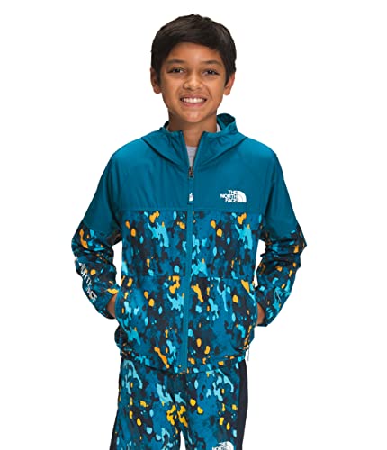 The North Face Boys' Printed Windwall Hoodie, Banff Blue Bark Camo Print, Small #TOP6