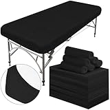 30 Pcs Massage Table Sheets Disposable Fitted Bed Sheets Thickened Spa Bed Covers Soft Non Woven Massage Table Cover for Spa Salon Body Facial Beauty, 39 x 87 Inch(Black)