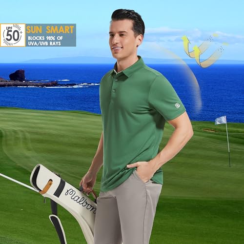 Image of Mens Golf Shirt Short Sleeve Moisture Wicking Dry Fit Performance Solid Pique Collared Golf Polo Shirts for Men