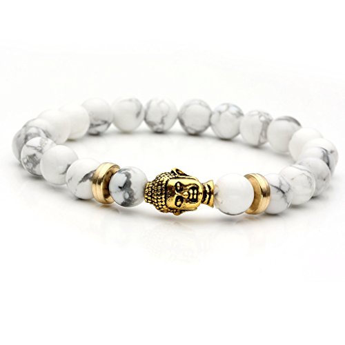 Jovivi 8MM Unisex Black Lava/Tiger Eye/Lapis/Turquoise Energy Stone Mala Beads Stretch Bracelets2